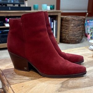 Sam Edelman red suede bootie